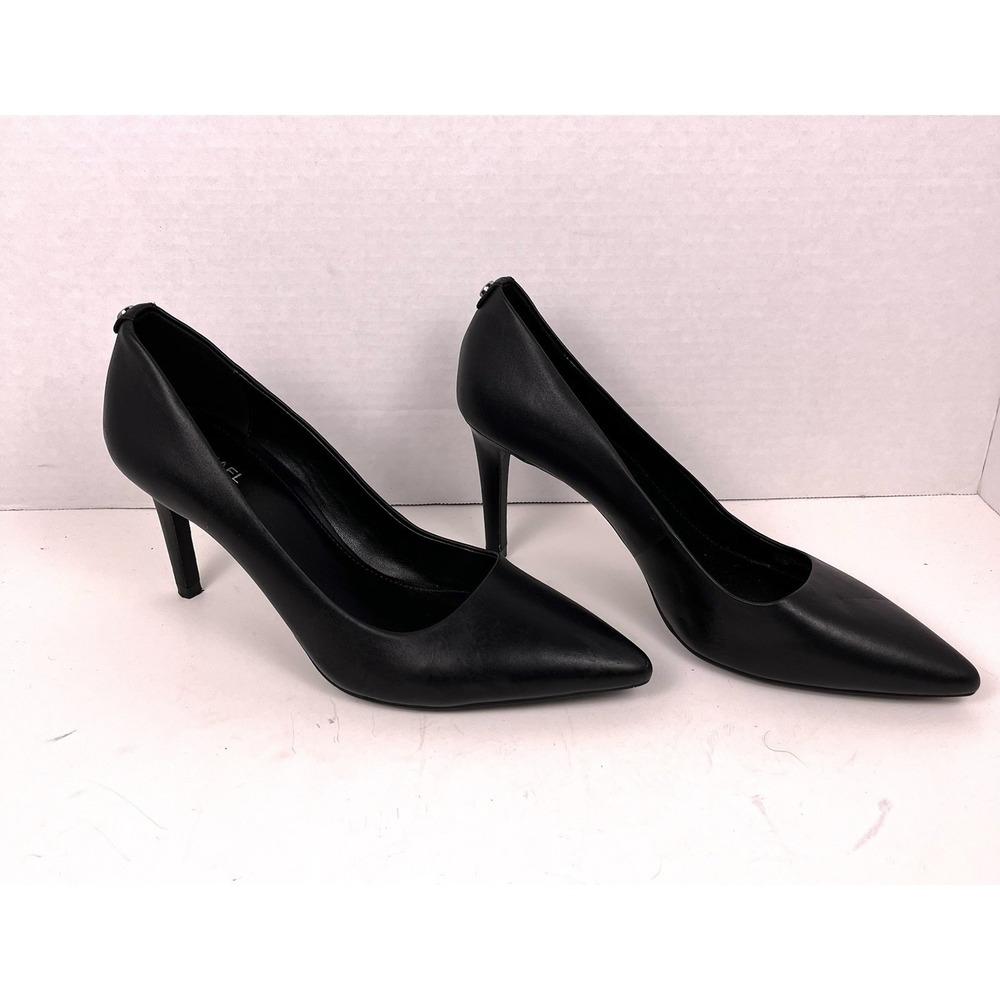 Michael Kors Black Leather Pointed Toe Heels 7.5M Classic Pumps Stiletto Career - Picture 5 of 9